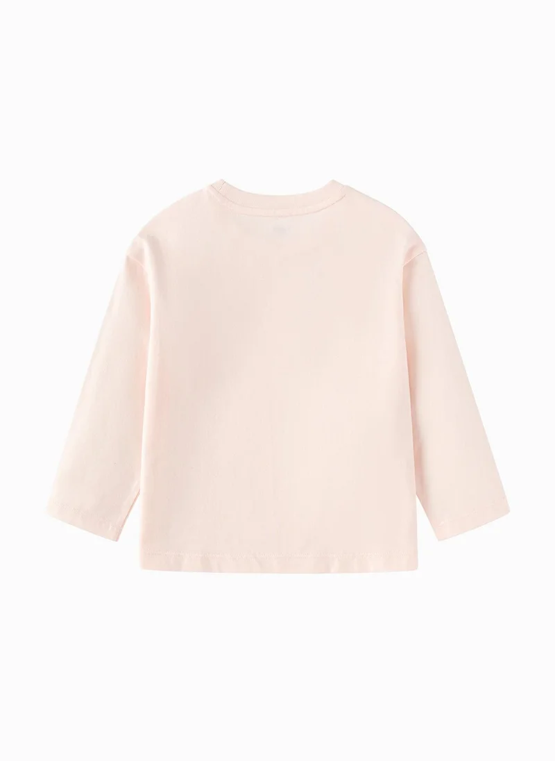 Balabala Pink Toddler Unisex Round v-neck long-sleeved T-shirt  | Best Price UAE